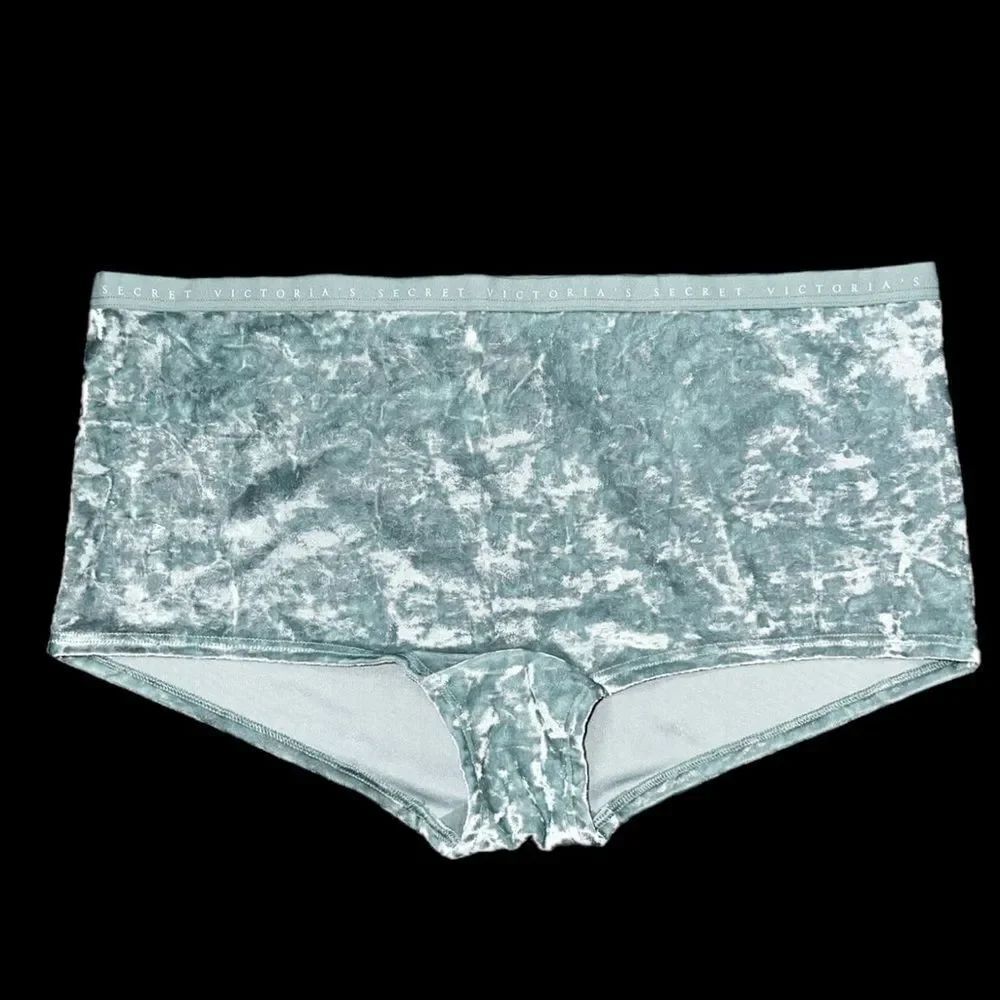 Victorias Secret Luxe Crushed Velvet Boy Short Shortie Panty Sage XLarge